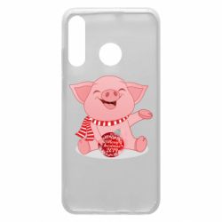 Чохол для Huawei P30 Lite Funny pig with a Christmas toy - PrintSalon