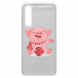 Чохол для Huawei P30 Funny pig with a Christmas toy - PrintSalon