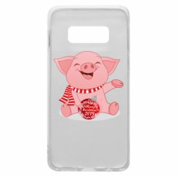 Чохол для Samsung S10e Funny pig with a Christmas toy - PrintSalon