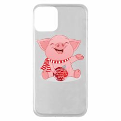 Чохол для iPhone 11 Funny pig with a Christmas toy - PrintSalon