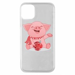 Чохол для iPhone 11 Pro Funny pig with a Christmas toy