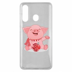 Чохол для Samsung M40 Funny pig with a Christmas toy - PrintSalon
