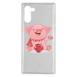 Чохол для Samsung Note 10 Funny pig with a Christmas toy - PrintSalon
