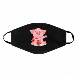 Маска багаторазова Funny pig with a Christmas toy - PrintSalon