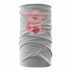 Бандана Funny pig with a Christmas toy