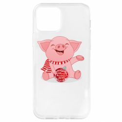 Чохол для iPhone 12 Pro Funny pig with a Christmas toy - PrintSalon