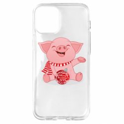 Чохол для iPhone 12 mini Funny pig with a Christmas toy - PrintSalon