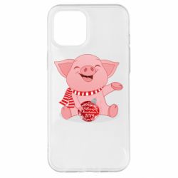 Чохол для iPhone 12 Pro Max Funny pig with a Christmas toy - PrintSalon