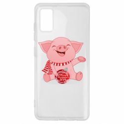 Чохол для Samsung A41 Funny pig with a Christmas toy - PrintSalon