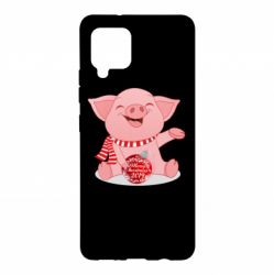 Чохол для Samsung A42 5G Funny pig with a Christmas toy - PrintSalon