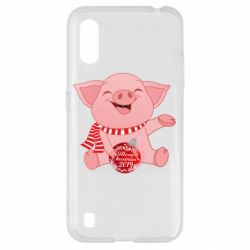 Чохол для Samsung A01 / M01 Funny pig with a Christmas toy - PrintSalon
