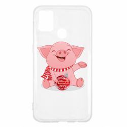 Чохол для Samsung M31 Funny pig with a Christmas toy - PrintSalon