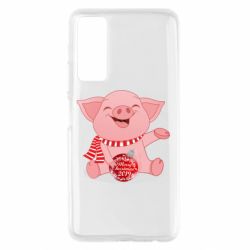 Чохол для Huawei P Smart 2021 Funny pig with a Christmas toy