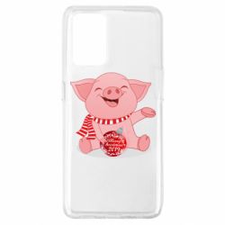 Чохол для Oppo A74 4G Funny pig with a Christmas toy - PrintSalon