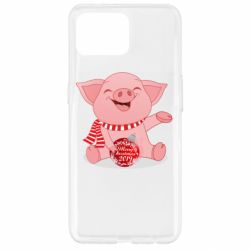 Чехол для Oppo Reno 4 Lite Funny pig with a Christmas toy