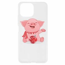 Чохол для Xiaomi Mi11 Lite Funny pig with a Christmas toy - PrintSalon