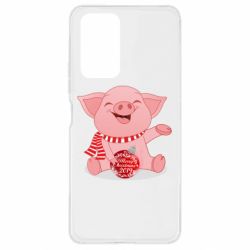 Чохол для Xiaomi Redmi Note 10 Pro Funny pig with a Christmas toy