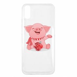 Чохол для Xiaomi Redmi 9a Funny pig with a Christmas toy - PrintSalon