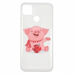 Чохол для Xiaomi Redmi 9c Funny pig with a Christmas toy-PrintSalon Чохол для Xiaomi Redmi 9c Funny pig with a Christmas toy