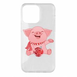 Чохол для iPhone 14 Pro Max Funny pig with a Christmas toy - PrintSalon