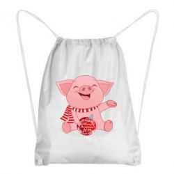 Рюкзак-мішок Funny pig with a Christmas toy - PrintSalon