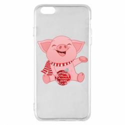 Чохол для iPhone 6 Plus/6S Plus Funny pig with a Christmas toy - PrintSalon