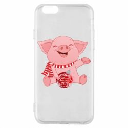 Чохол для iPhone 6/6S Funny pig with a Christmas toy