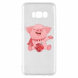 Чохол для Samsung S8 Funny pig with a Christmas toy - PrintSalon
