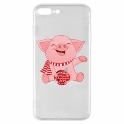 Чохол для iPhone 8 Plus Funny pig with a Christmas toy - PrintSalon