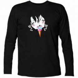 Футболка с длинным рукавом Ahegao girl eating ice cream - PrintSalon