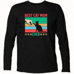 Футболка с длинным рукавом Best cat mom ever - PrintSalon