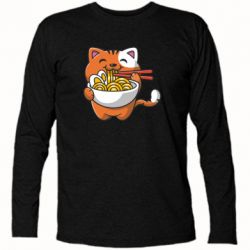 Футболка с длинным рукавом Cat and Ramen - PrintSalon
