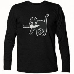Футболка с длинным рукавом Cat with a knife - PrintSalon