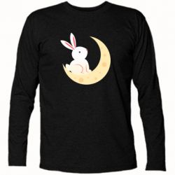Футболка с длинным рукавом Cute rabbit on the moon - PrintSalon