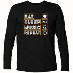 Футболка с длинным рукавом Eat sleep dj repeat. - PrintSalon