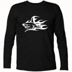Футболка с длинным рукавом Flaming shark - PrintSalon
