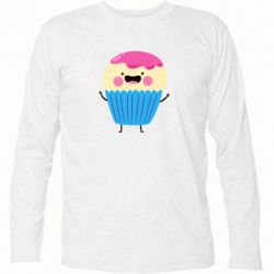 Футболка с длинным рукавом Funny cupcake with smile - PrintSalon