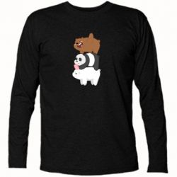 Футболка с длинным рукавом Гризли Панда и Белый - PrintSalon