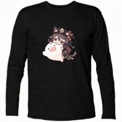 Футболка с длинным рукавом Hu Tao cat - PrintSalon