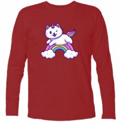 Футболка с длинным рукавом Котик-единорог - PrintSalon