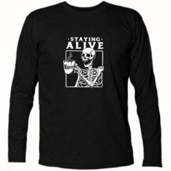 Футболка с длинным рукавом Staying alive with coffee