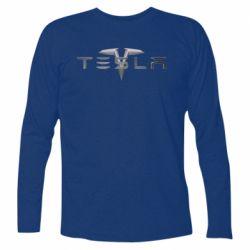 Футболка с длинным рукавом Tesla Car logo - PrintSalon