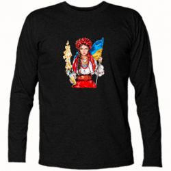 Футболка с длинным рукавом Украинская девушка в венку - PrintSalon