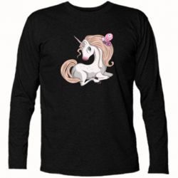 Футболка с длинным рукавом Unicorn with bow tie - PrintSalon