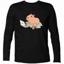 Футболка с длинным рукавом Capybara With Laptop - PrintSalon