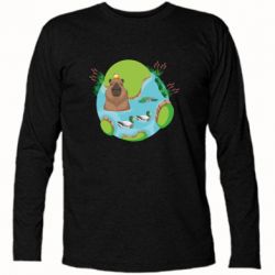 Футболка с длинным рукавом Капибара в воде - PrintSalon