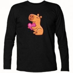 Футболка с длинным рукавом Капибара сердечко - PrintSalon