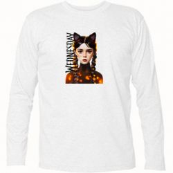 Футболка с длинным рукавом Венздей кошка - PrintSalon