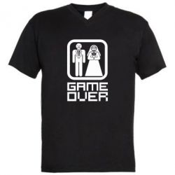 Мужская футболка  с V-образным вырезом Game Over - PrintSalon