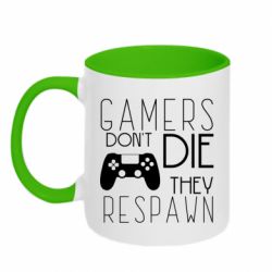 Чашка двухцветная 320ml Gamers dont die they respawn - PrintSalon